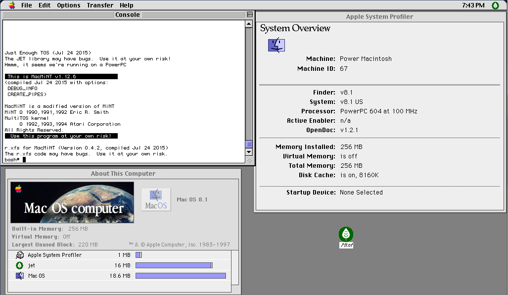 MacMiNT on SheepShaver MacOS 8.1