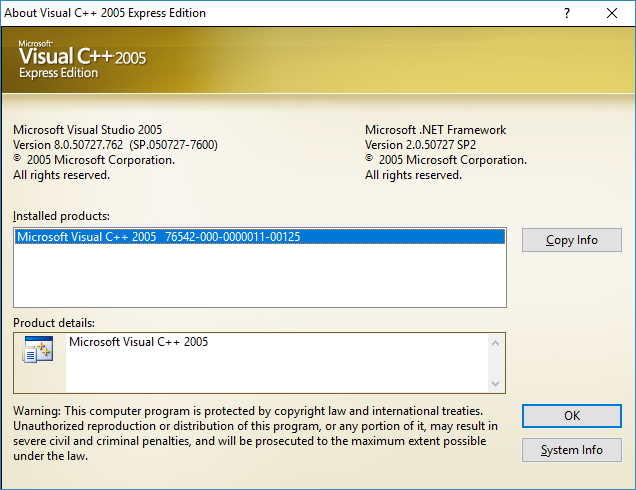 microsoft visual c++ 2005