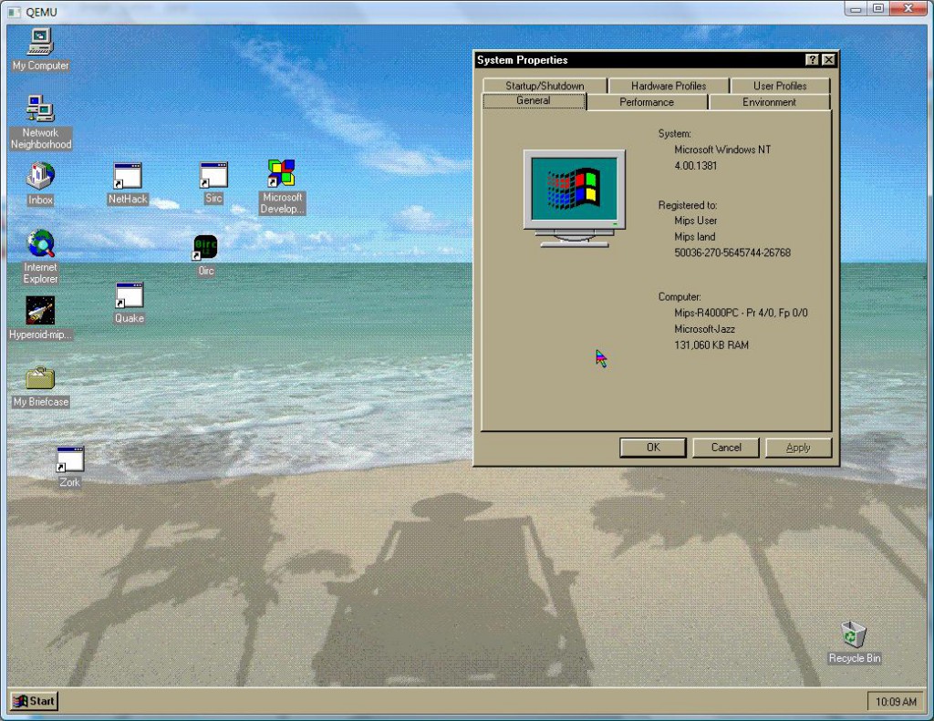 Qemu MIPS Windows NT color