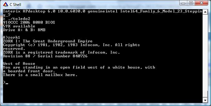 Toledo2 running on Vista's SUA Unix emulation.