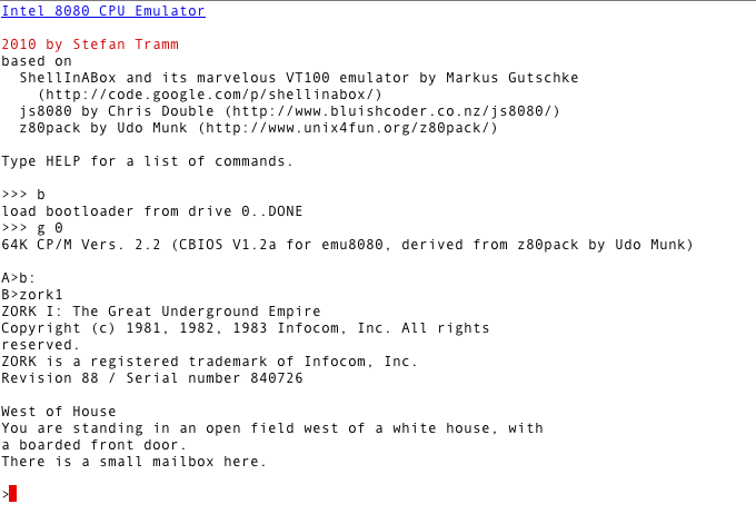 CP-M Zork1 on Javascript