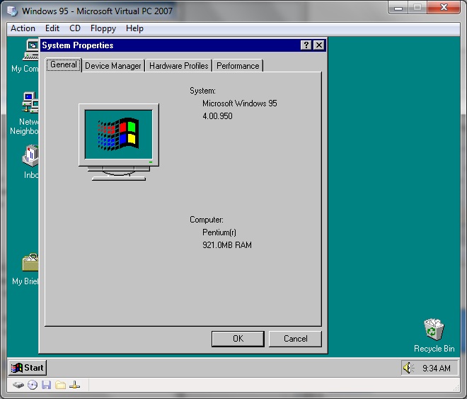 Windows 95 921MB of ram