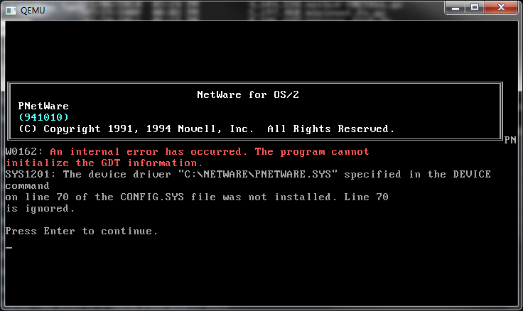 Qemu 0.14.0 OS/2 and Netware crash