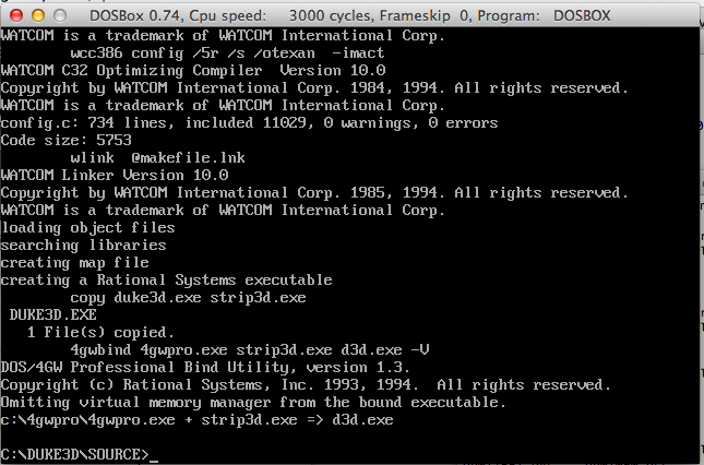 Watcom C/C++ 10.0 on DOSBox