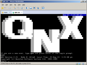 qnx 2.21 on vmware