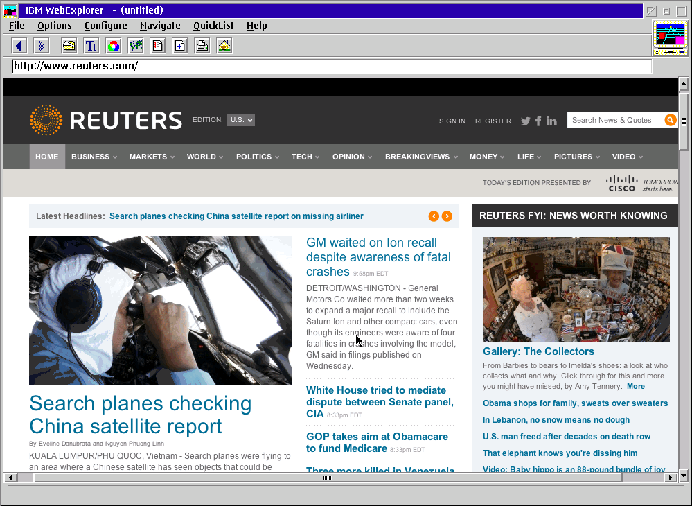 Reuters via IBM Web Explorer
