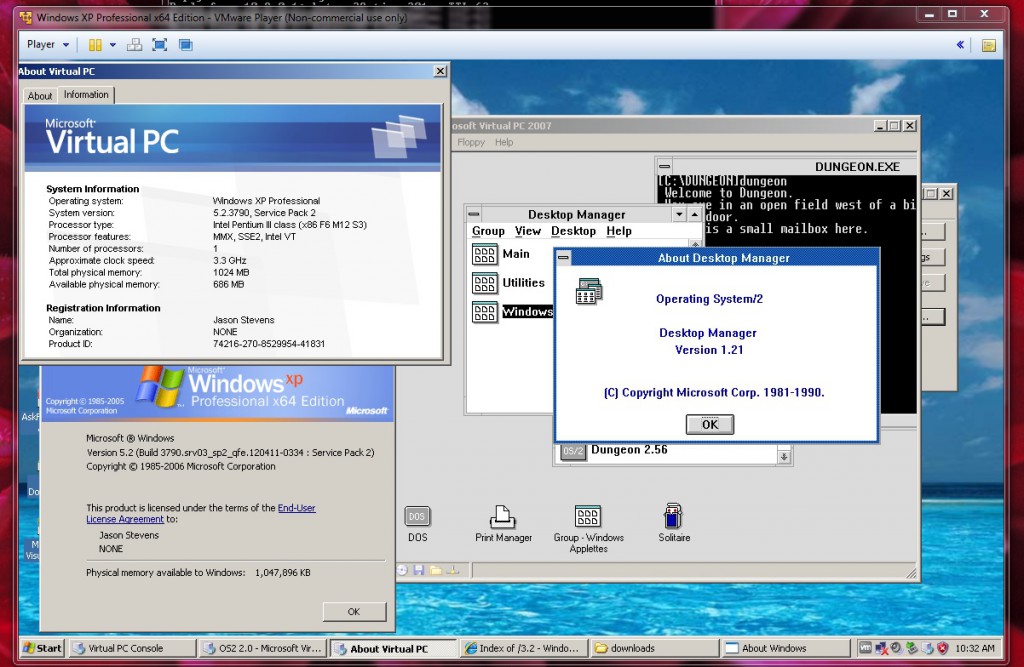 OS2 1.21 on virtual pc on VMWare player