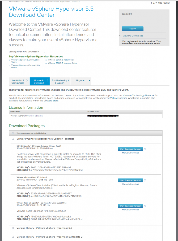 VMWare download page