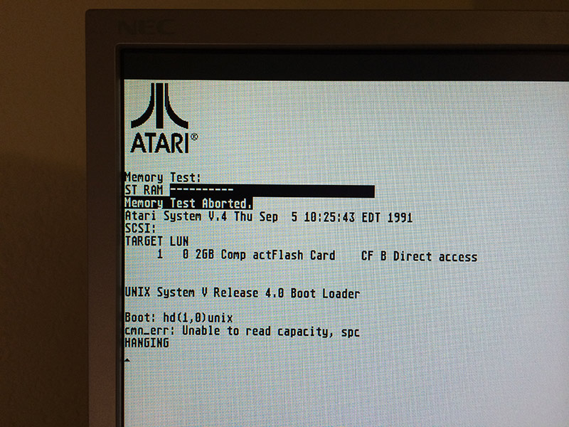 Atari SYS V failed to boot