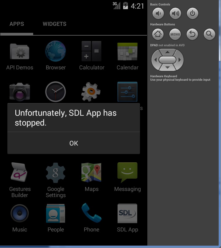 Unfortunately SDL App has stopped