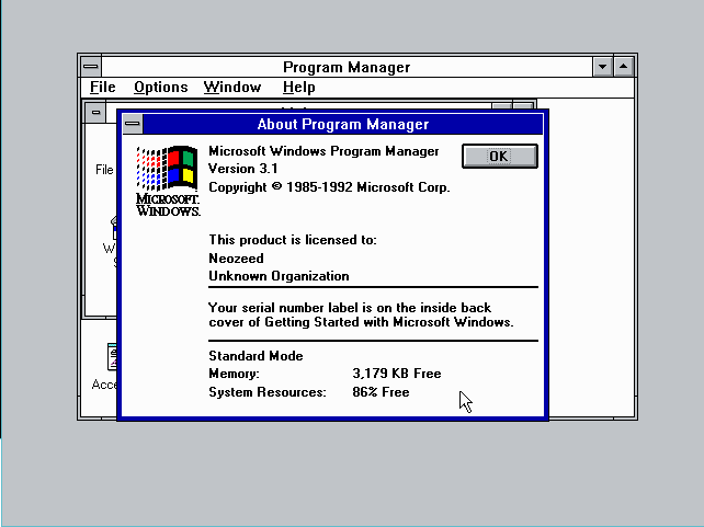 Windows 3.1 standard mode on a 286