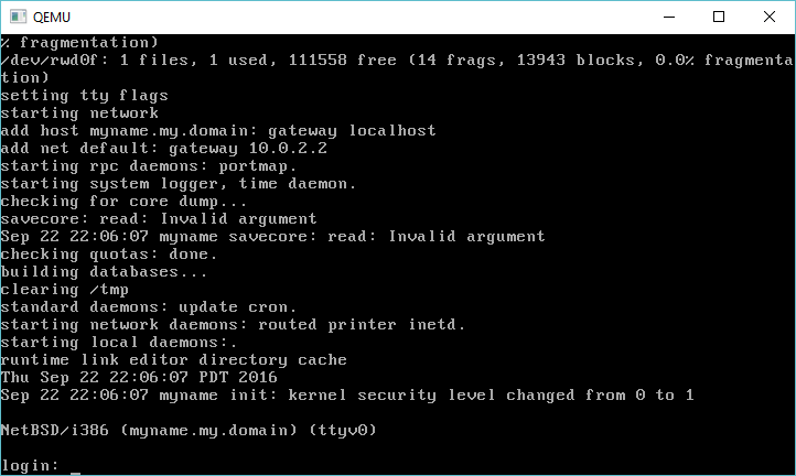 NetBSD 1.0 on Qemu