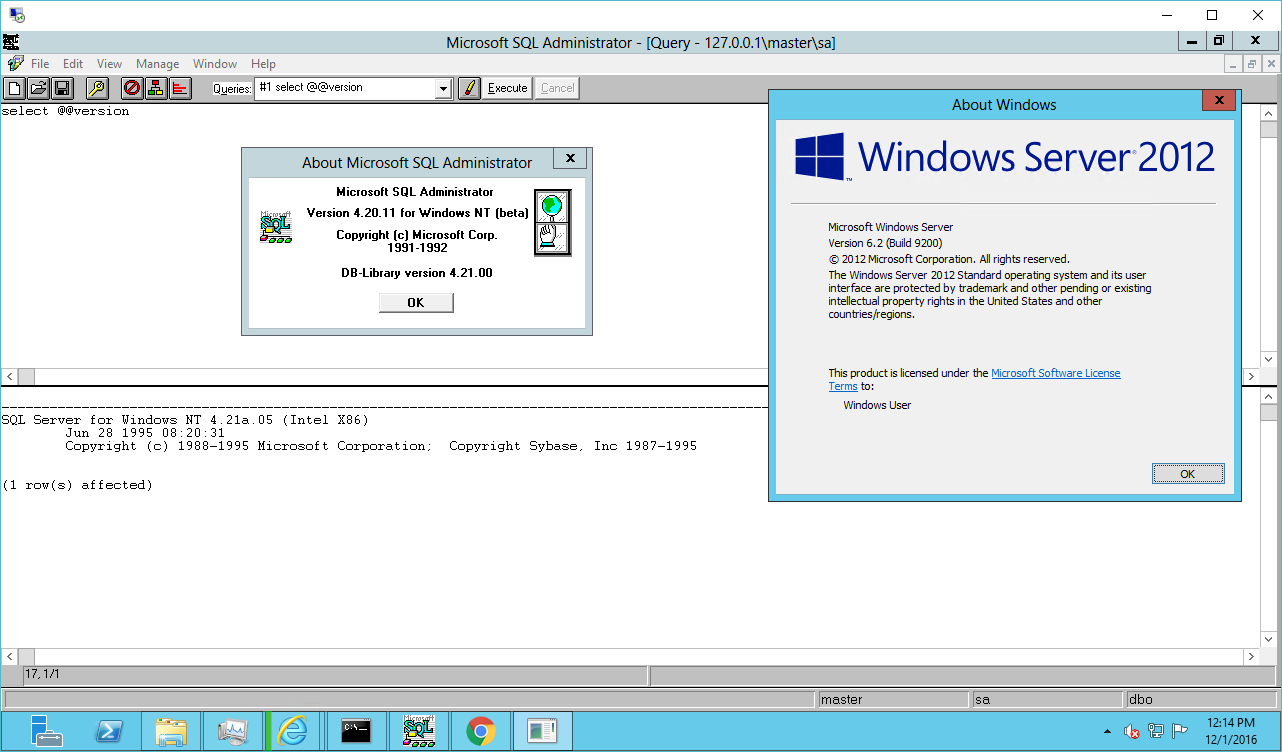 SQL 4.21a on Windows Server 2012!