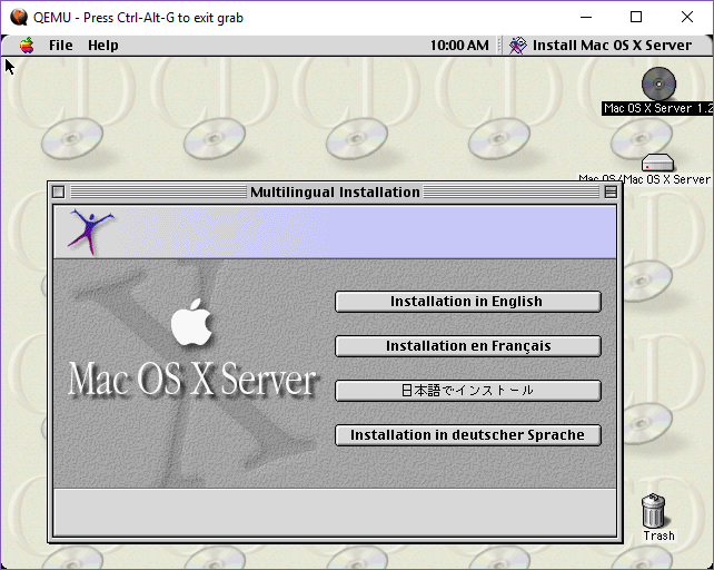 Mac OS X Server 1.0 installs on Qemu | Virtually Fun